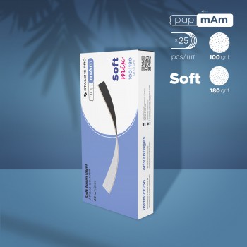 Refill set nail file papmAm Mix EXPERT (soft) 100/180 grit (25 pcs)