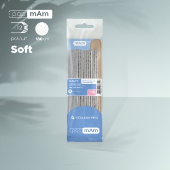 Refill set nail file papmAm soft 180 grit (10 pcs) wood base (2 pcs) SMART 20