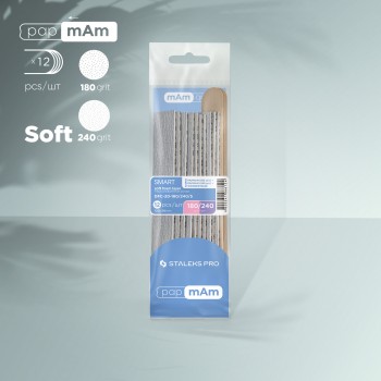 Refill set nail file papmAm soft 180 grit (5 pcs), 240 grit (5 pcs) wood base (2 pcs) SMART 20