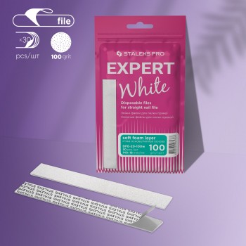 Refill set nail file white streight file soft EXPERT 20 100 grit (30 pcs)