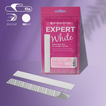 Refill set nail file white streight file soft EXPERT 20 180 grit (30 pcs)