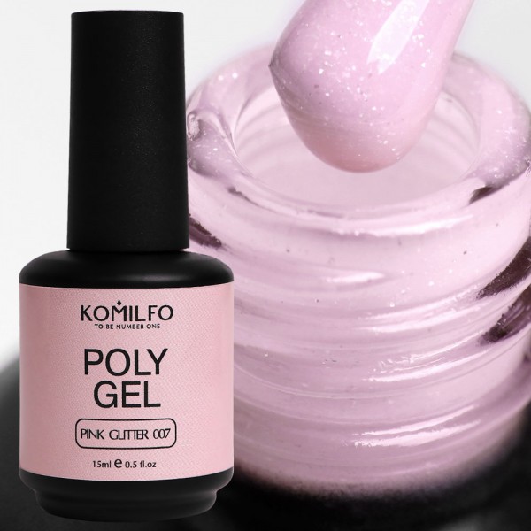 Komilfo PolyGel 007 Pink Glitter 15 ml