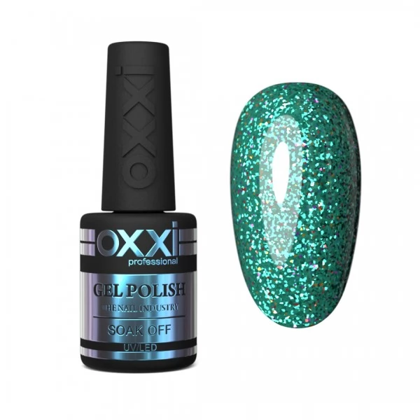 Gel polish Oxxi 10 ml STAR GEL 007 green with sequins Gel polish Oxxi 10 ml STAR GEL 007 green with sequins