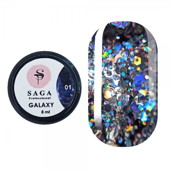 Gel polish Saga Galaxy glitter no.01 8ml Gel polish Saga Galaxy glitter no.01 8ml