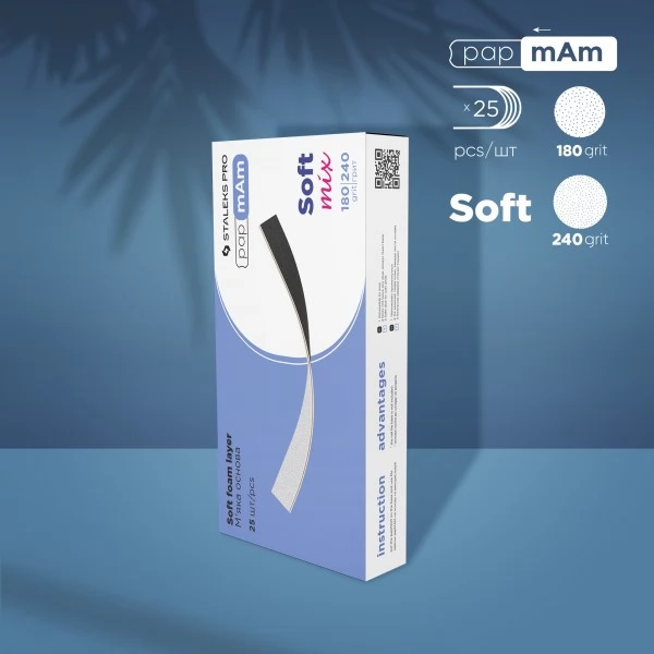 Refill set nail file papmAm Mix EXPERT (soft) 180/240 grit (25 pcs) Refill set nail file papmAm Mix EXPERT (soft) 180/240 grit (25 pcs)
