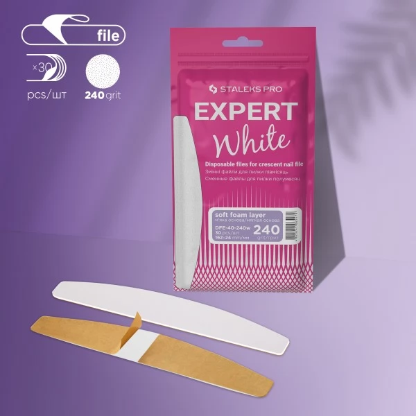 Refill set nail file white for half nail file soft EXPERT 40 240 grit (30 pcs) Refill set nail file white for half nail file soft EXPERT 40 240 grit (30 pcs)