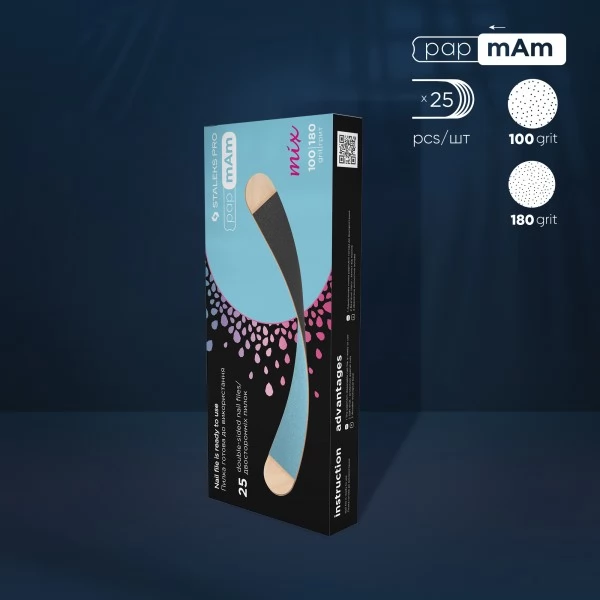 Refill set nail file papmAm Mix wood 100/180 grit (25 pcs) Refill set nail file papmAm Mix wood 100/180 grit (25 pcs)