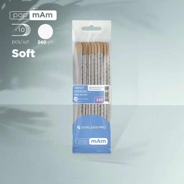 Refill set nail file papmAm (soft) wood SMART 20 240 grit (10 pcs)
