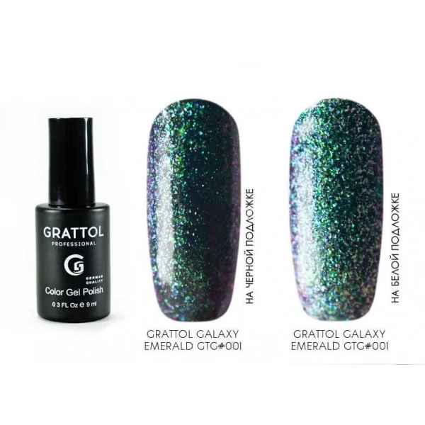 001 Grattol Gel Polish Galaxy Emerald 9ml 001 Grattol Gel Polish Galaxy Emerald 9ml