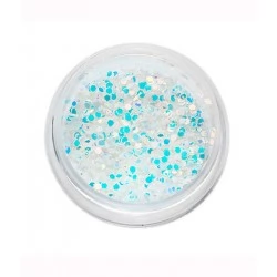 Komilfo disco design №024 hexagons white hologram (blue overflow) (1 g)