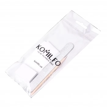 Komilfo disposable set №4 drop nail file 150/150 buff 100/180 orange stick 10 lint-free napkins
